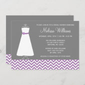 シェブロンモダンガウンパープルグレイブライダルシャワー 招待状 (正面/裏面)