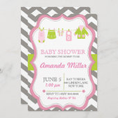 シェブロンモダンクロセスラインベビーシャワー招待状 招待状 (正面/裏面)