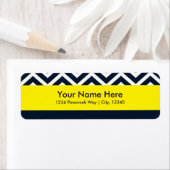 シェブロンモダンネイビーブルーイエロー住所 シール (インサイチュ)