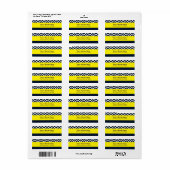 シェブロンモダンネイビーブルーイエロー住所 シール (フルシート)