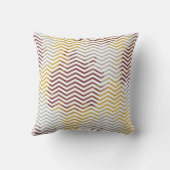 シェブロンモダンパターン抽象芸術赤金ゴールド染め クッション (裏面)