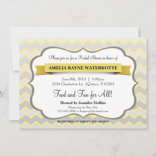 シェブロンモダンブライダルシャワー招待状 招待状 (正面)