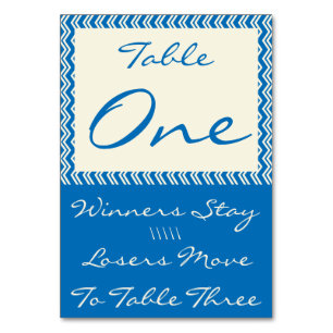 シェブロンリネンBuncoのテーブルカード#1 テーブルナンバー