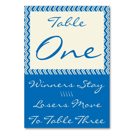 シェブロンリネンBuncoのテーブルカード#1 テーブルナンバー (裏面)