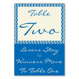 シェブロンリネンBuncoのテーブルカード#2 テーブルナンバー