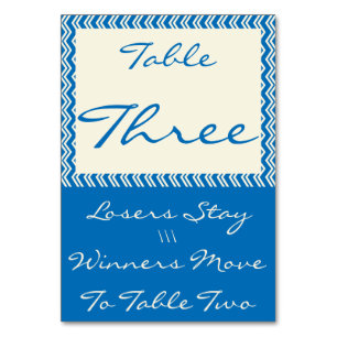 シェブロンリネンBuncoのテーブルカード#3 テーブルナンバー