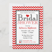 シェブロンレッド&ホワイトブライダルシャワー招待状 招待状 (正面)