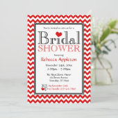 シェブロンレッド&ホワイトブライダルシャワー招待状 招待状 (スタンド正面)
