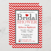 シェブロンレッド&ホワイトブライダルシャワー招待状 招待状 (正面/裏面)