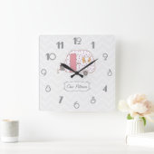 シェブロンレトロヴィンテージカラバンデザイン スクエア壁時計 (ホーム)