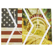 シェブロンヴィンテージ米国の旗の自由の女神 ラージペーパーバッグ (裏面)