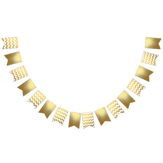 シェブロン及び金ゴールドのパーティーの旗布の旗 バンティングフラッグ (全)
