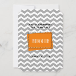 シェブロン柄カスタム卒業式パーティー 招待状