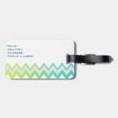 シェブロン模様グリーンティール（緑がかった色）アクアグラデーションエレガント ラゲッジタグ (裏面横)