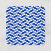 シェブロン模様 – ネイビーブルーとホワイト スクエア名刺 (正面)