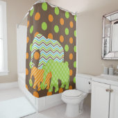 シェブロン水玉模様ストライプズカラフルゾウ シャワーカーテン (インサイチュ)