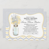 シェブロン素朴シックメイソンジャーブライダルシャワー 招待状 (正面/裏面)