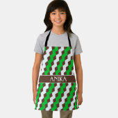 シェブロン緑の茶色のパタミニマルーン エプロン (インサイチュ)