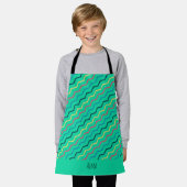 シェブロン緑の黄色のパタミニマルーン エプロン (着用した状態)