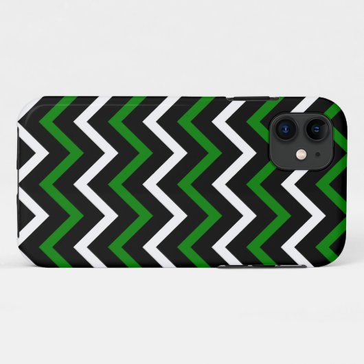 シェブロン緑、白黒パターン(ジグザグ形) Case-Mate iPhoneケース (裏面(横))