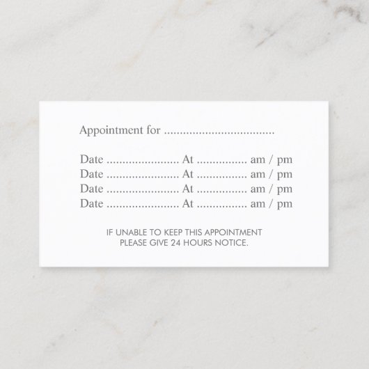 シェブロン美容師アポイントメント名刺 予約カード (裏面)