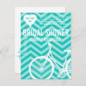 シェブロン自転車ブライダルウェディングシャワーはがき インビテーションポストカード (正面/裏面)