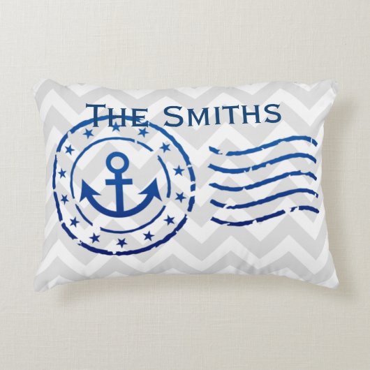 シェブロン航海の&いかりシール アクセントクッション (正面)