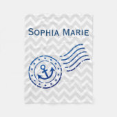 シェブロン航海の&いかりシール フリースブランケット (正面)