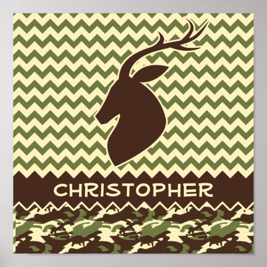 シェブロン鹿バック迷彩パーソナライズ ポスター (正面)