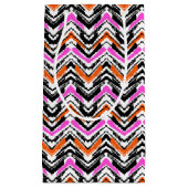 シェブロン黒く、オレンジ、およびピンクの手描きのパターン スモールペーパーバッグ (正面)