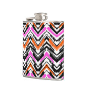 シェブロン黒く、オレンジ、およびピンクの手描きのパターン フラスク (左)