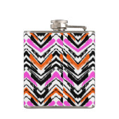 シェブロン黒く、オレンジ、およびピンクの手描きのパターン フラスク (裏面)