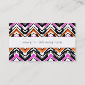 シェブロン黒く、オレンジ、およびピンクの手描きのパターン 名刺 (裏面)