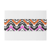 シェブロン黒く、オレンジ、およびピンクの手描きのパターン 招待状ベリーバンド (裏面例)