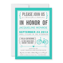 シェブロン おしゃれな自転車 ブライダルシャワーの招待状