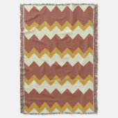 シェブロン・ジグザッグデザイン天然緑褐色金ゴールド スローブランケット (正面縦)