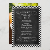 シェブロン・チャルクボード卒業 招待状 (正面/裏面)