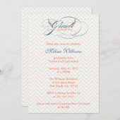 シェブロン&フラワーズの卒業 招待状 (正面/裏面)