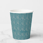 シェブロン、ヘリンボーンパターン、ターコイズ 紙コップ (正面)