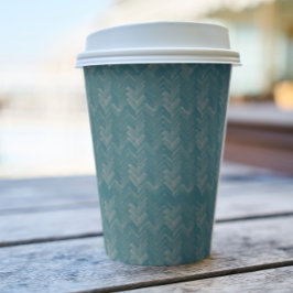 シェブロン、ヘリンボーンパターン、ターコイズ 紙コップ