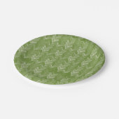 シェブロン、ヘリンボーンパターン、フォレストグリーン ペーパープレート (アングル)