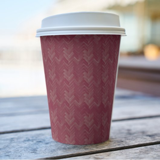 シェブロン、ヘリンボーンパターン、ラグジュアリーレッド 紙コップ