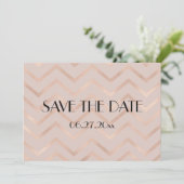シェブロン ローズゴールド 結婚式 Save The Date カード (スタンド正面)