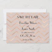 シェブロン ローズゴールド 結婚式 Save The Date カード (裏面)