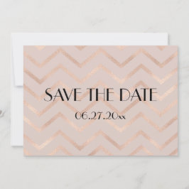 シェブロン ローズゴールド 結婚式 Save The Date カード