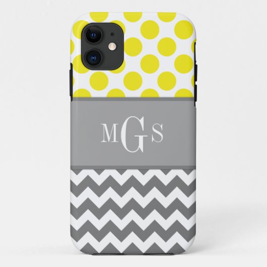 、シェブロン、水玉模様のiphone 5の場合黄色および灰色 Case-Mate iPhoneケース (裏面)