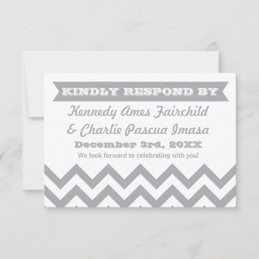 シェブロン 結婚式 出席確認カード 出欠カード (正面)