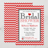 シェブロン 赤と白のウェディングシャワー招待状 招待状 (正面/裏面)