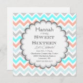 シェブロンSweet sixteen誕生日招待状 招待状 (正面/裏面)