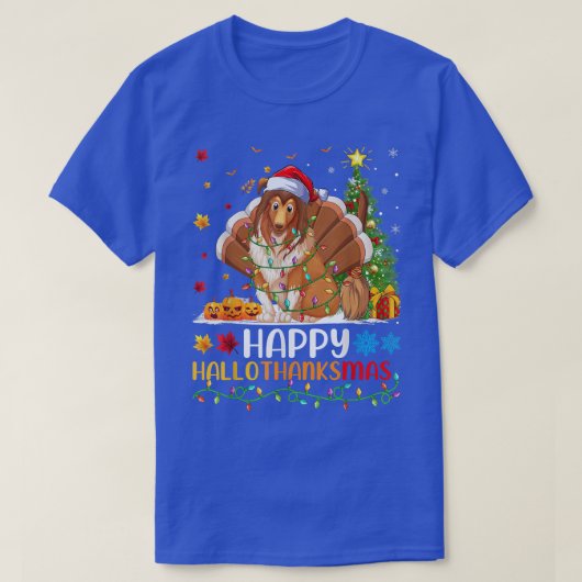 シェプドッグおもしろい恋人ハッピーシェプドッグHelloThanksMas Tシャツ (デザイン正面)